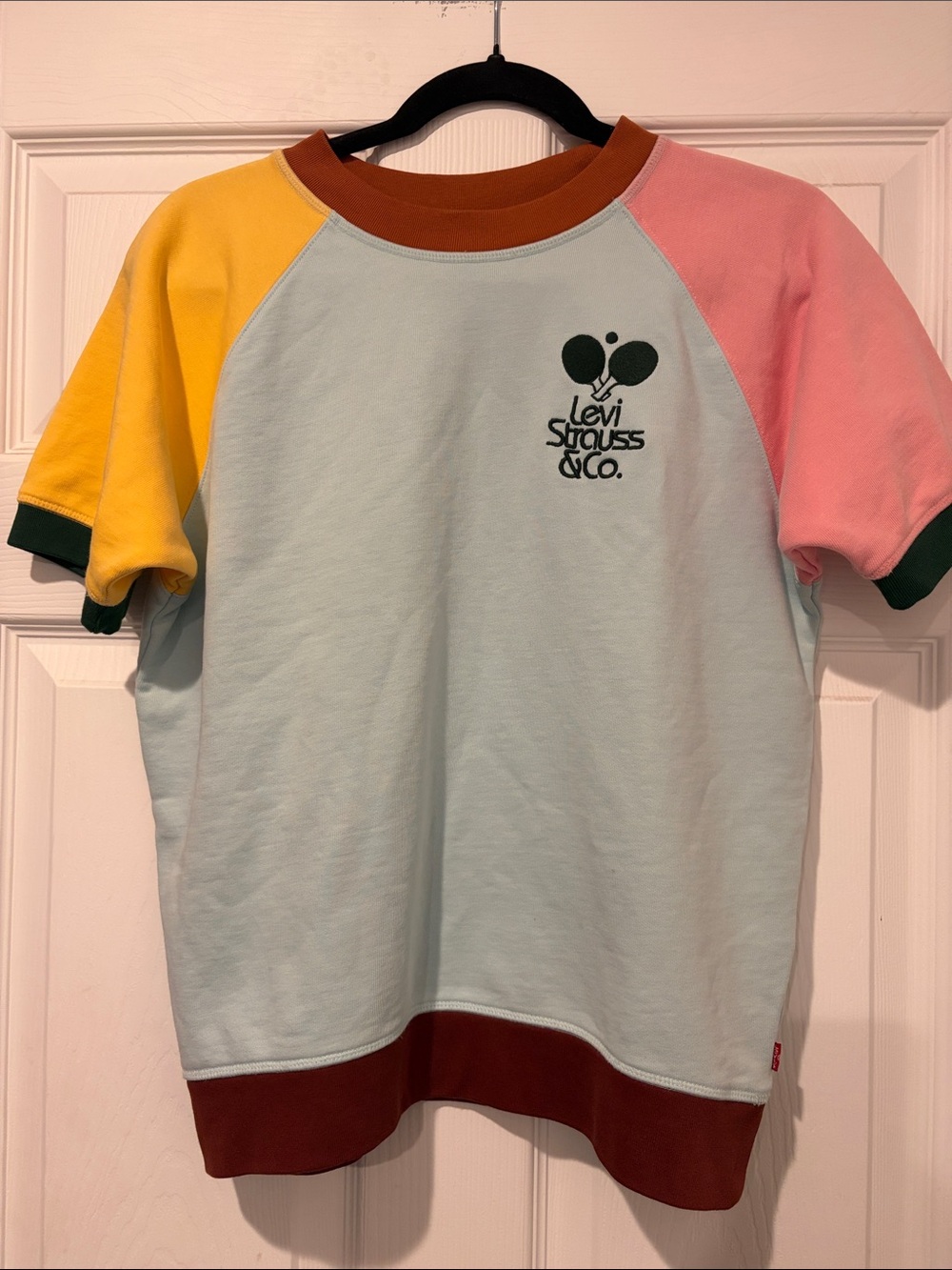 Levi's Pastel Colorblock Short Sleeve Sweatshirt - Light Blue, Yellow & Pink